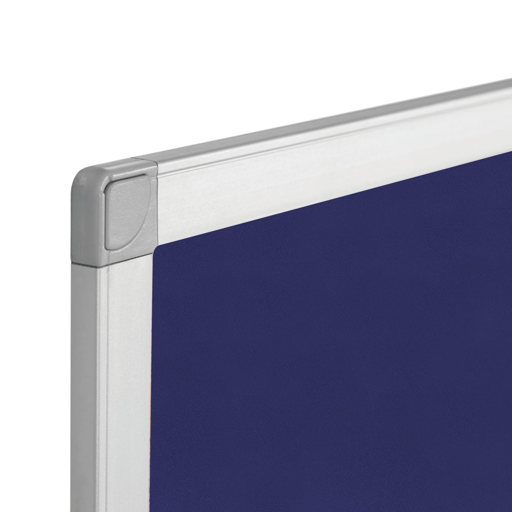 Q-Connect Aluminium Frame Felt Noticeboard with Fixing Kit 900x600mm Blue