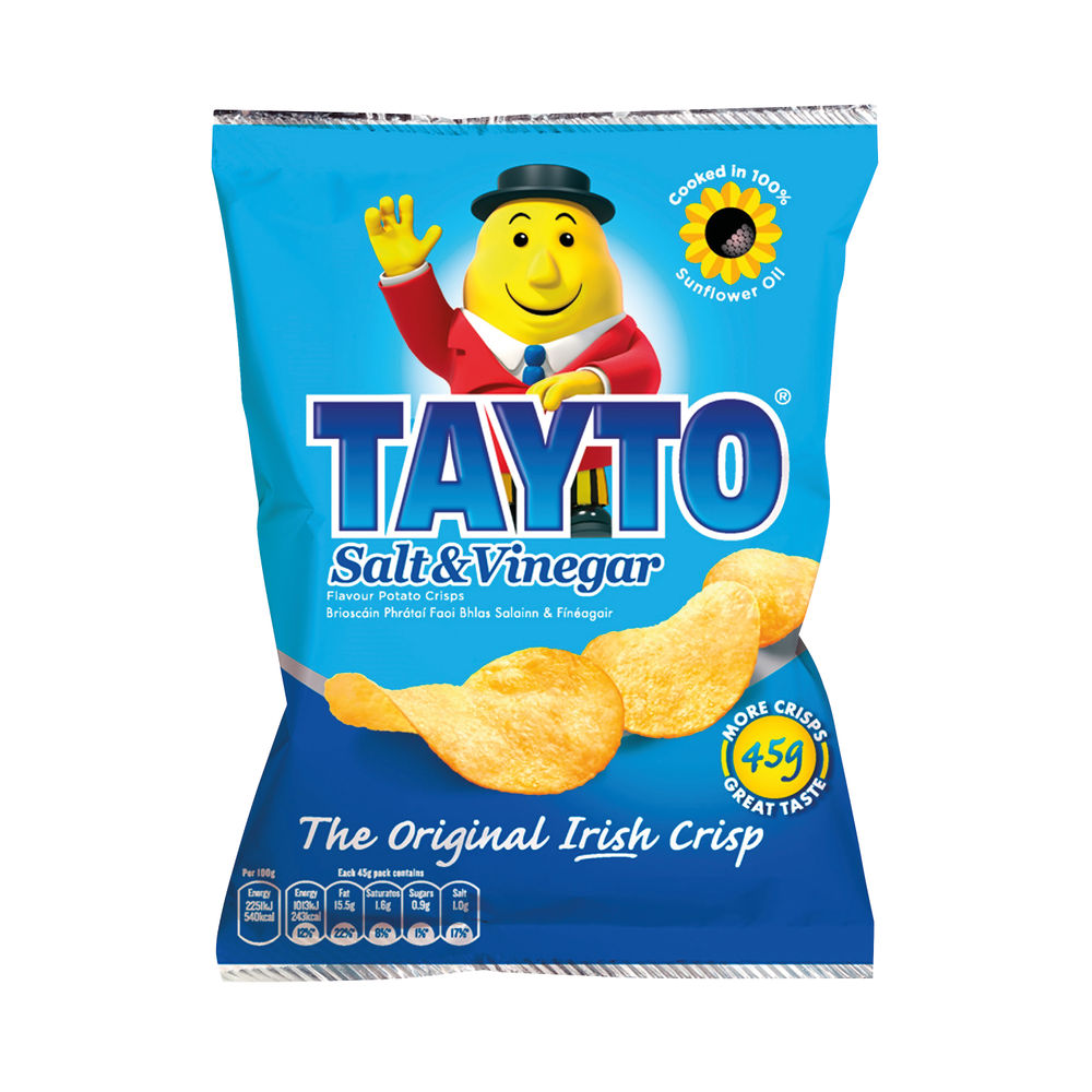 Tayto Salt and Vinegar Crisps 45g (Pack of 50) 763339