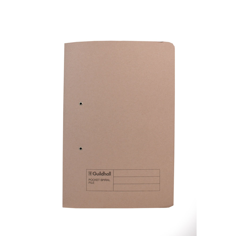 Exacompta Guildhall Pocket Spiral File 285gsm Buff (Pack of 25) 347-BUFZ