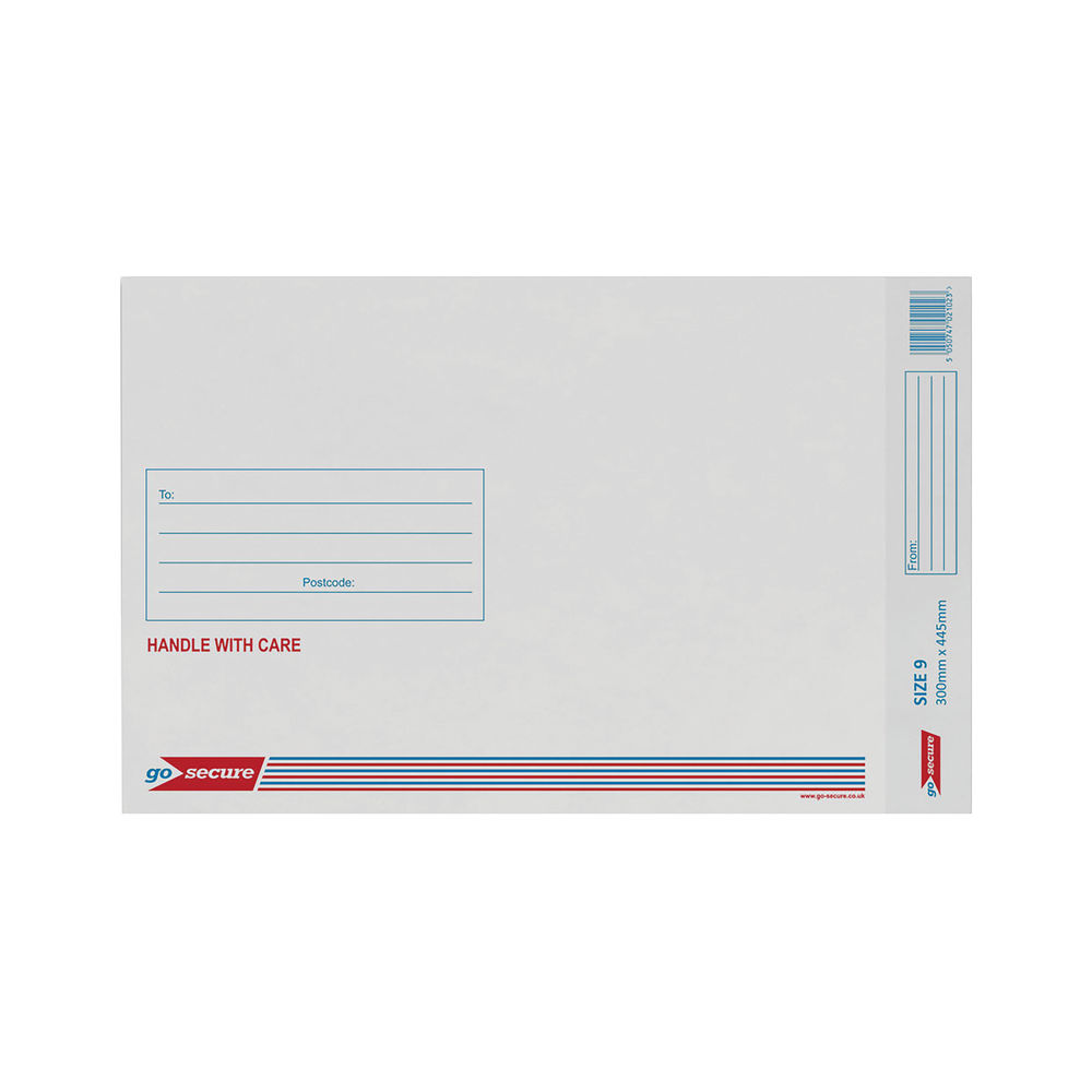 Go Secure White Size 9 Bubble Lined Envelopes, Pack of 50 - KF71452