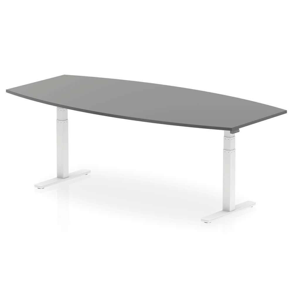 High Gloss Writable Boardroom Table with Height Adjustable Leg 2400mm Black  I003566