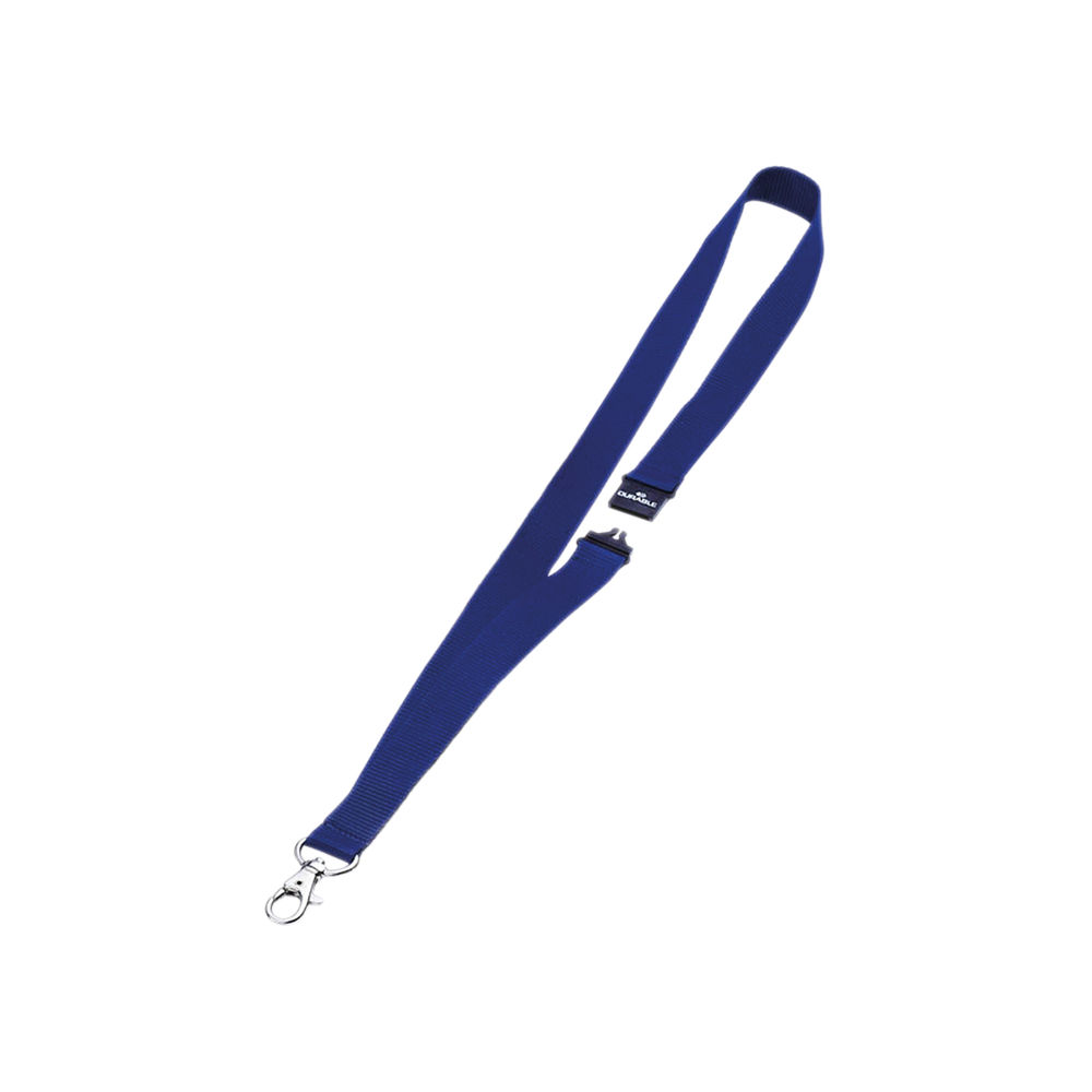 Durable Name Badge Lanyard 20mm Blue (Pack of 10) 8137/07