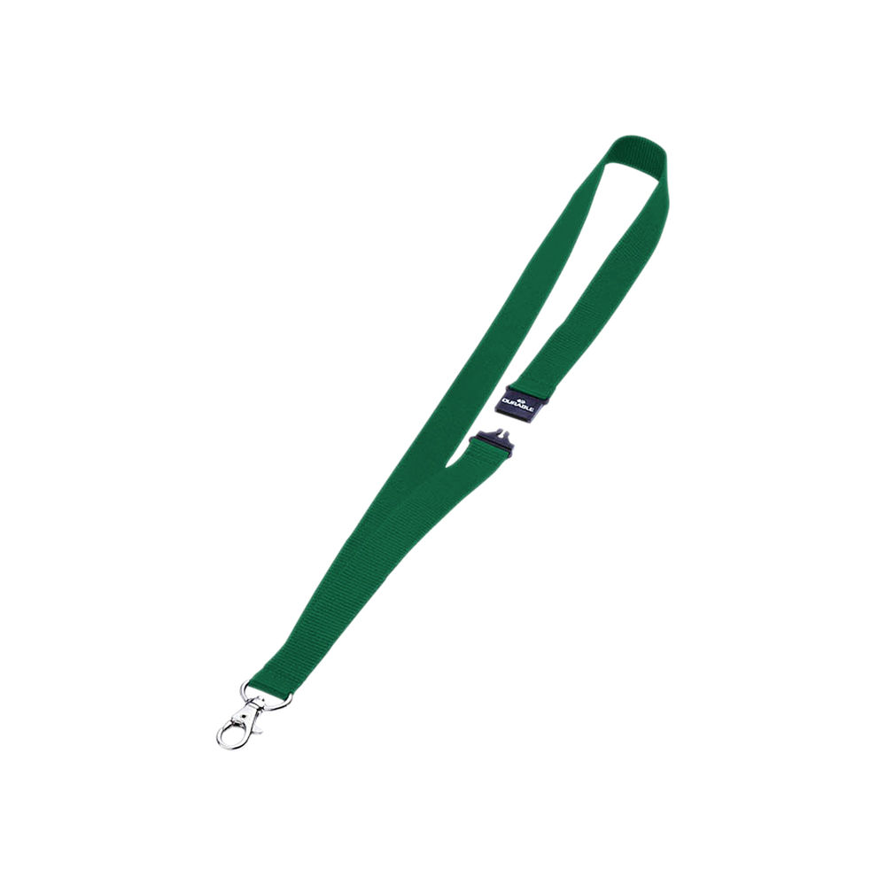 Durable Name Badge Lanyard 20mm Green (Pack of 10) 8137/05