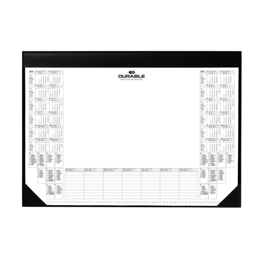 Durable Desk Mat with Calendar Pad 59 x 42cm Black 7291/01