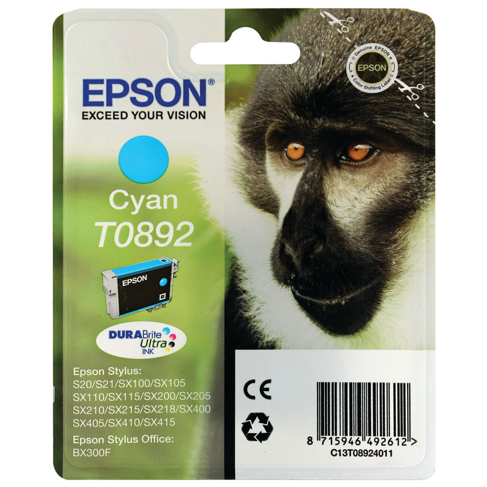 Epson T0892 Cyan Ink Cartridge - C13T08924011