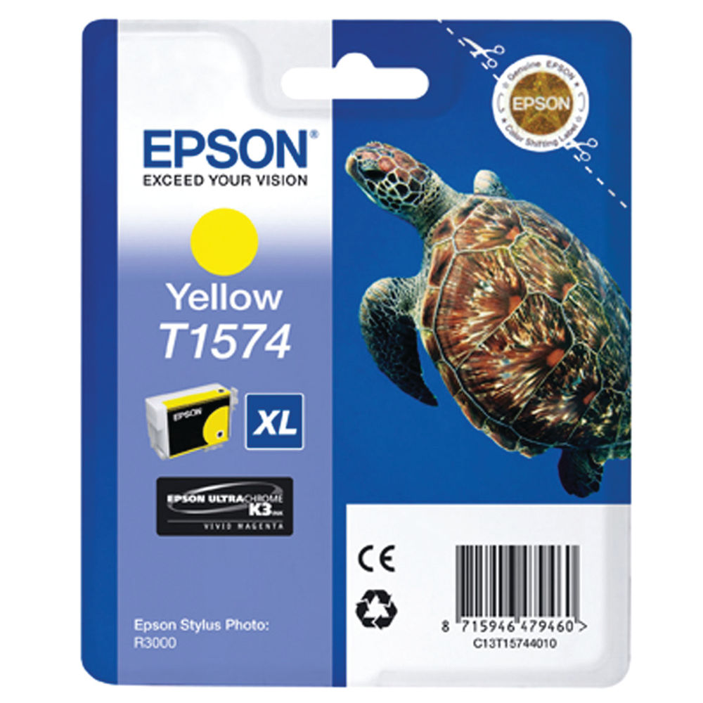 Epson T1574 Ink Cartridge Ultra Chrome K3 XL High Yield Turtle Yellow C13T15744010