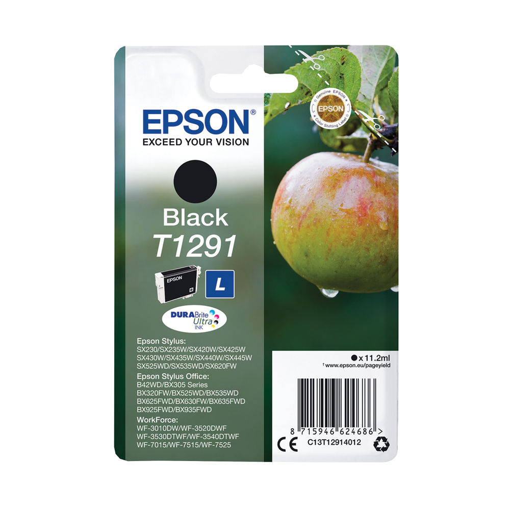 Epson T1291 Black Inkjet Cartridge C13t12914012 3391