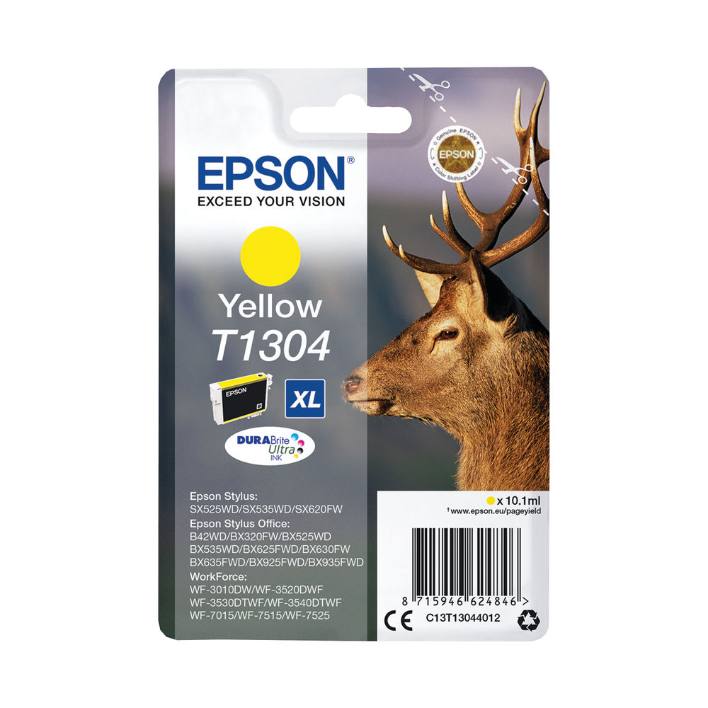 Epson T1304 Ink Cartridge DURABrite Ultra Extra High Yield Stag Yellow C13T13044012