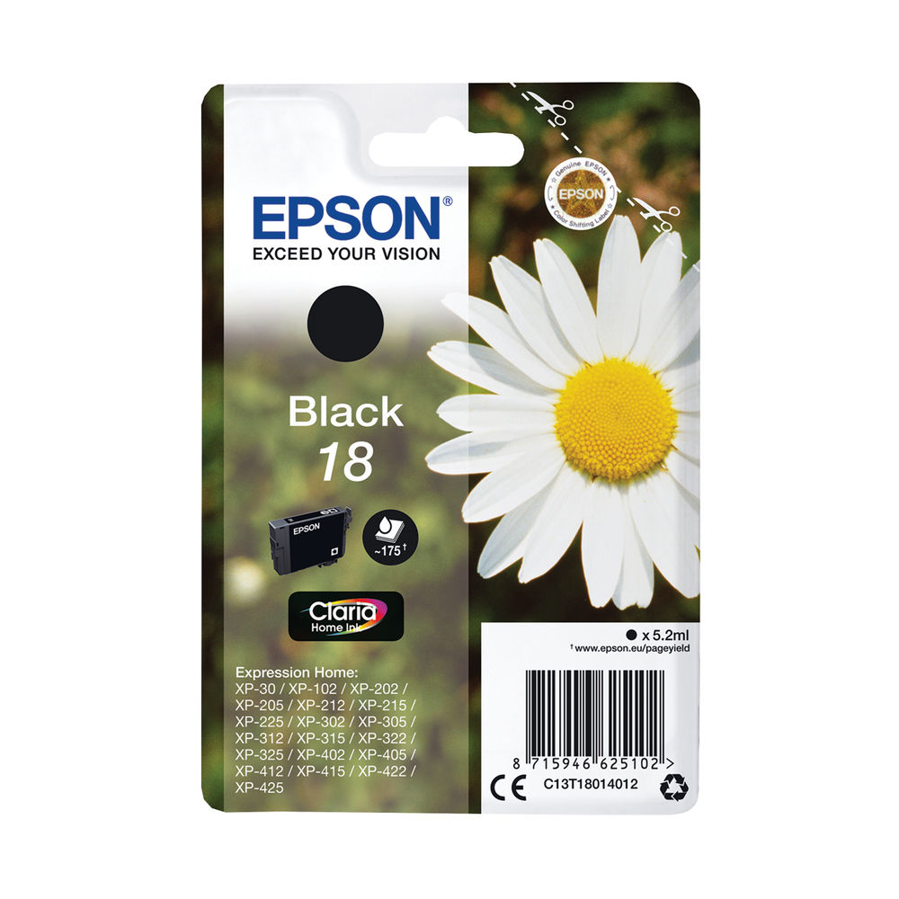 Epson 18 Home Ink Cartridge Claria Daisy Black C13T18014012