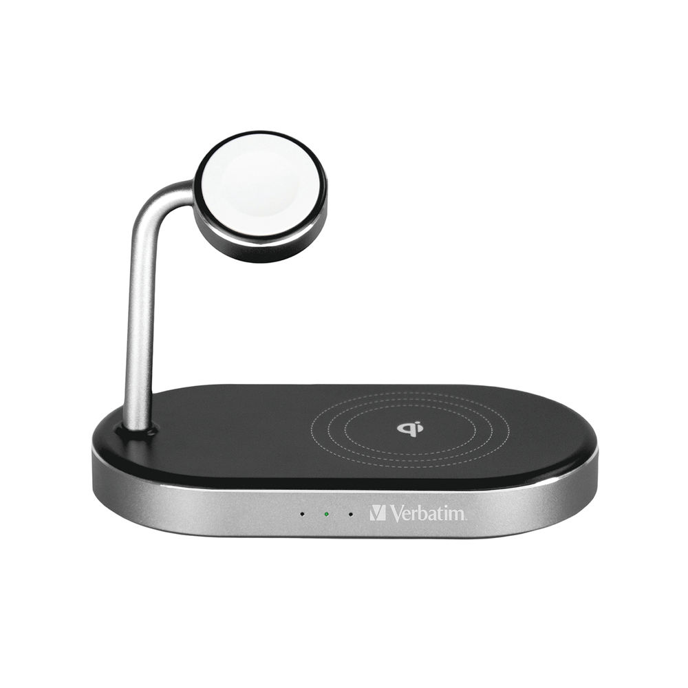 Verbatim WCS-02 Aluminium 3-in-1 Qi MFi Wireless + Apple Watch + QC 3.Station