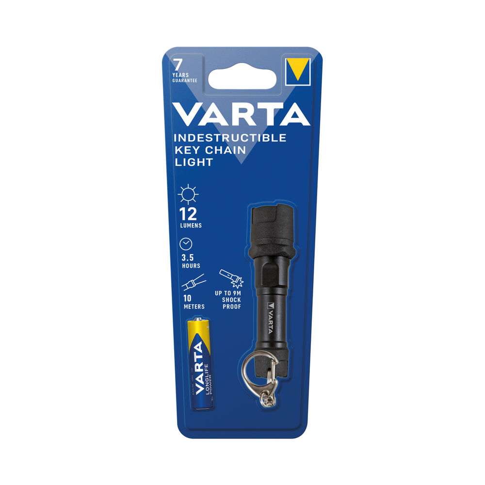 Varta Indestructible Key Chain LED Mini Torch 3.5 Hours Run Time 1 x AAA Battery Black 16701101421