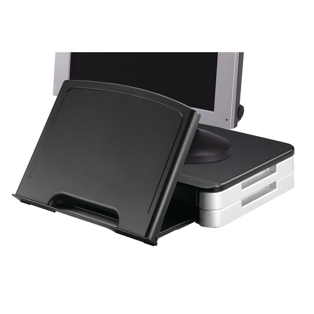 Q-Connect Monitor Stand with Built In Angled Copyholder Black