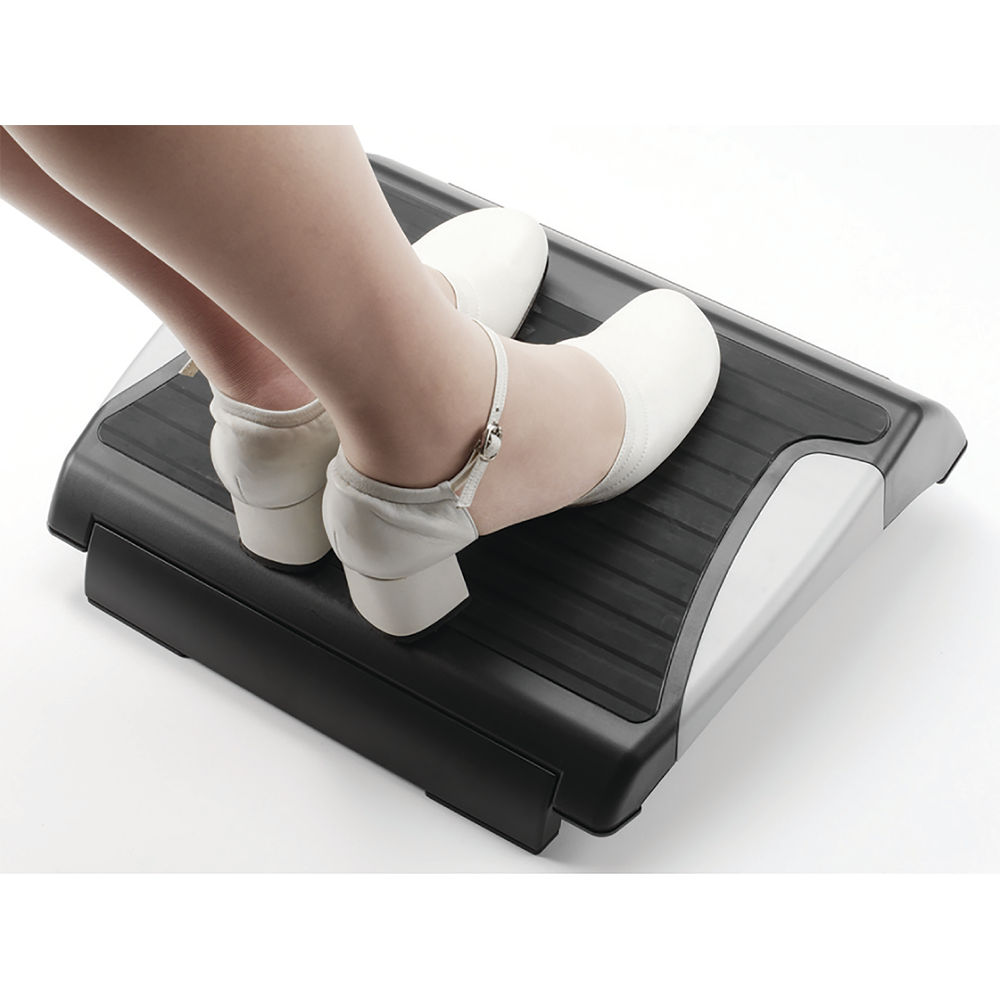 Q-Connect Anti-Slip Footrest Height Adjustable Black/Silver