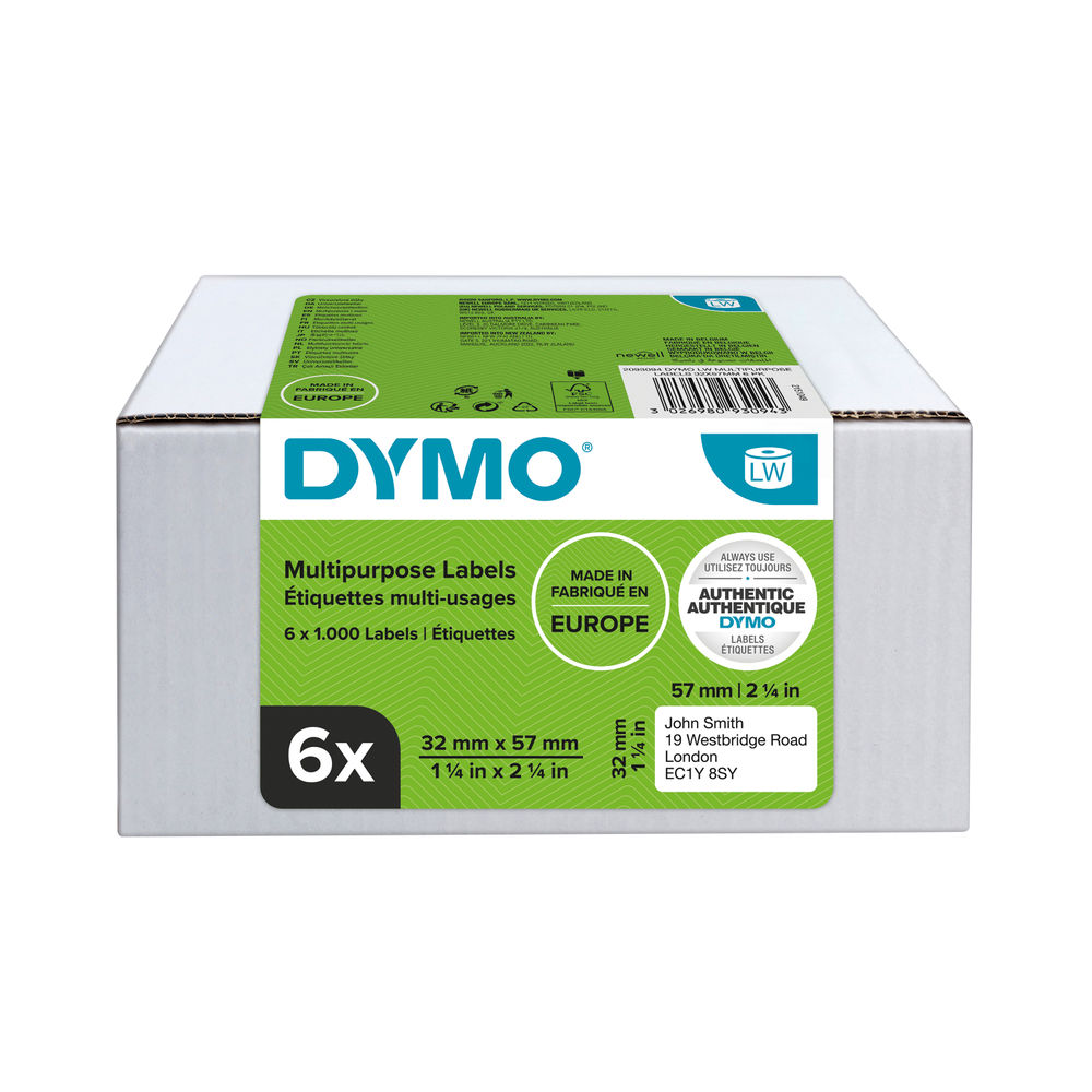 Dymo 32mm x 57 mm LabelWriter Multipurpose Labels (Pack6) - 2093094