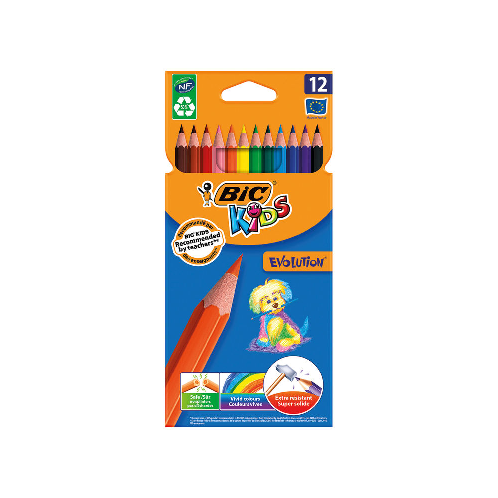 Bic Kids Evolution Ecolutions Colouring Pencils Assorted (Pack of 12) 829029