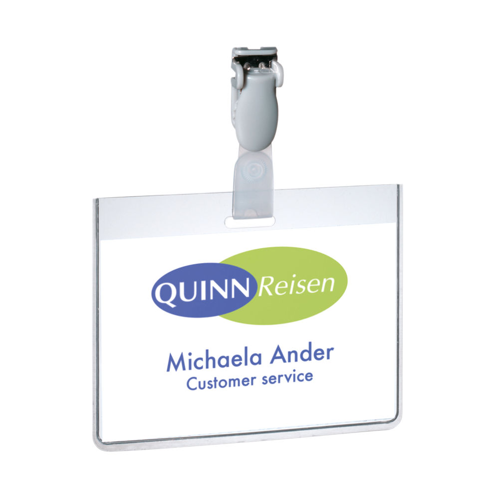 Durable Visitor Badge with Plastic Clip 60x90mm Clear (Pack of 25) 8143/19