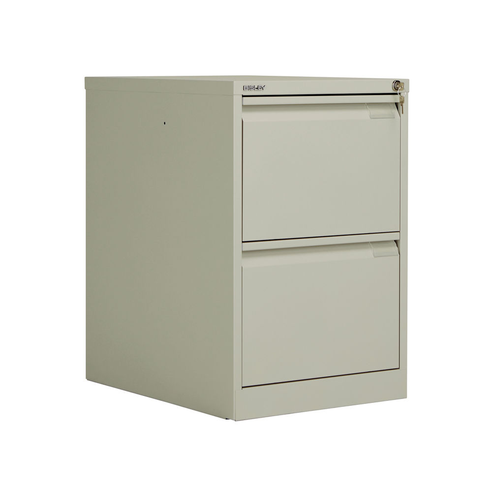 Bisley 2 Drawer Filing Cabinet Lockable 470x622x711mm Goose Grey BS2EGY