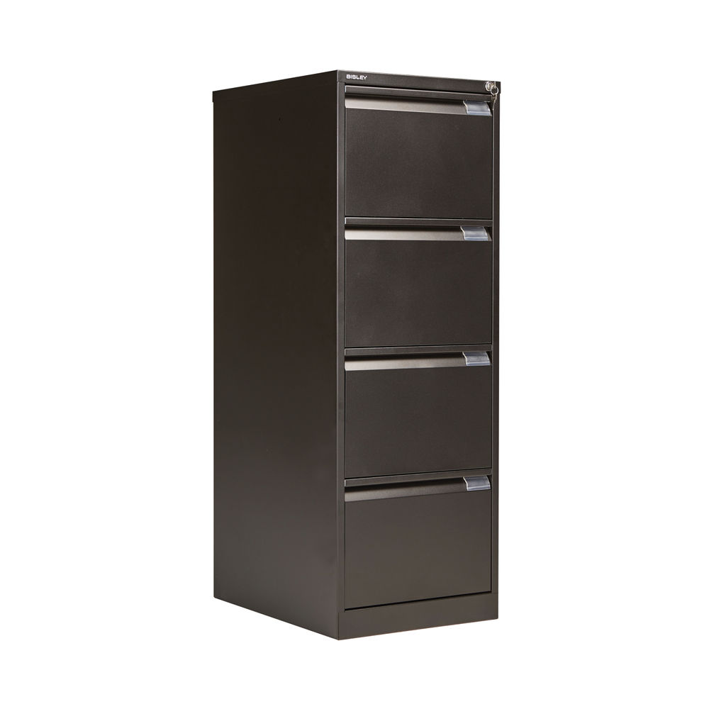 Bisley 4 Drawer Filing Cabinet Lockable 470x622x1321mm Black BS4E BLACK