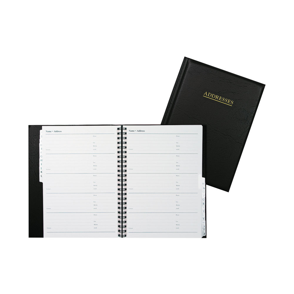 Collins Wirebound Business Address Book A5 Black BA5