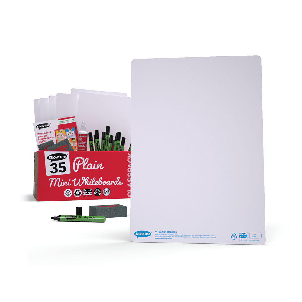 Show-me A4 Plain Whiteboard (Pack of 35)