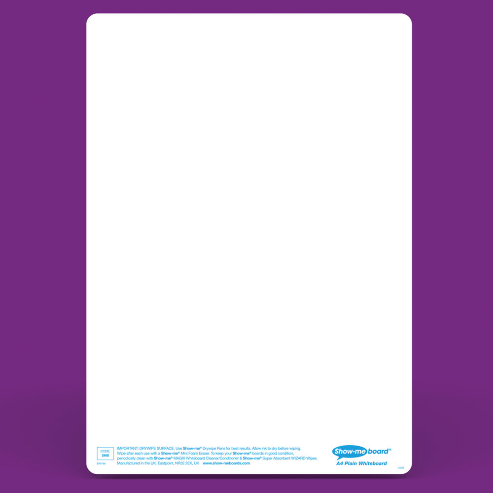 Show-Me A4 Plain Whiteboard (Pack of 100)