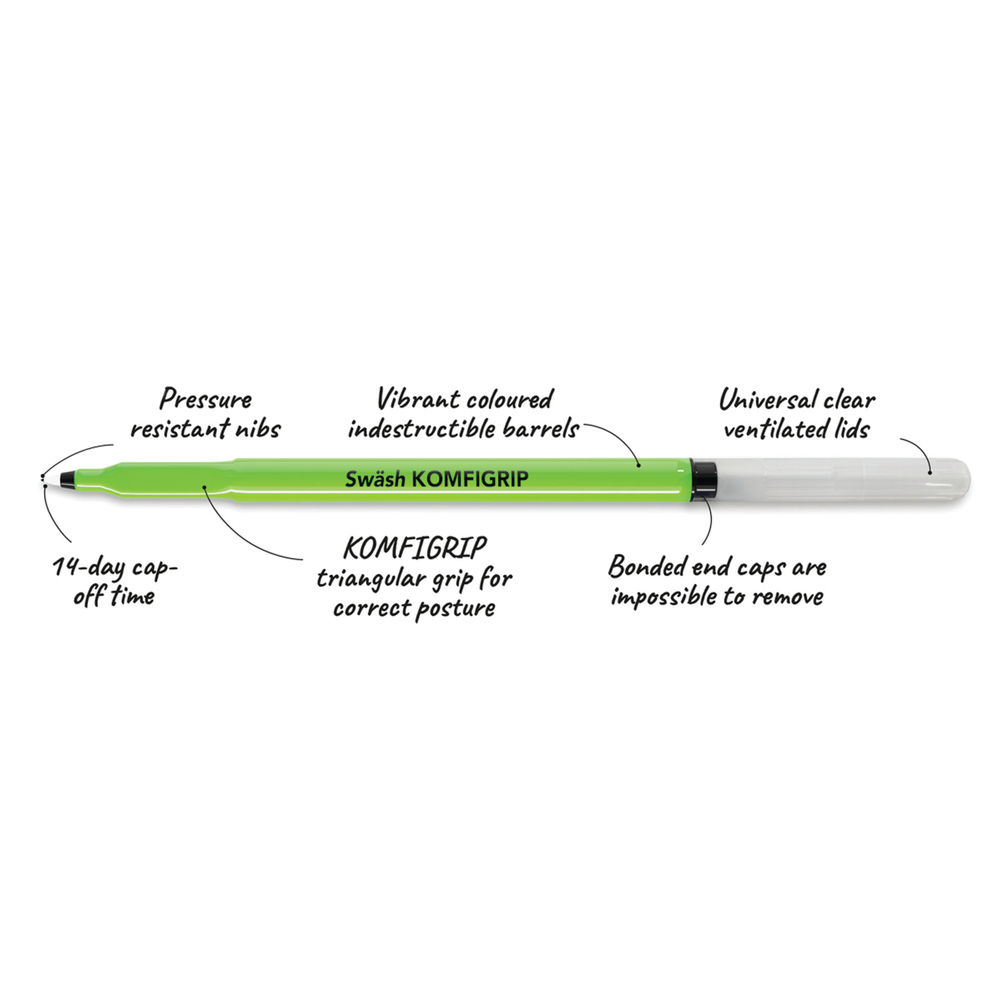 Swash Komfigrip Black Handwriting Pen (Pack of 300)