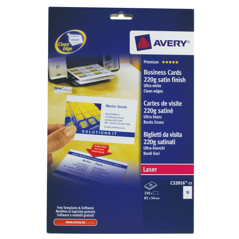 Avery Satin White Double Sided Laser Business Cards 85 x ...