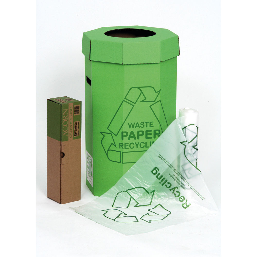 Acorn Green Cardboard Recycling Bins (Pack of 5)