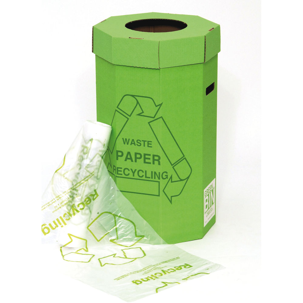 Acorn Green Cardboard Recycling Bins (Pack of 5)