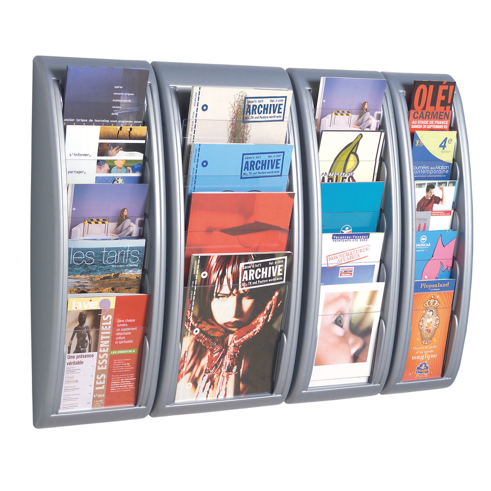 Fast Paper Quick Fit System Wall Display 4 x A4 Silver 4061.35