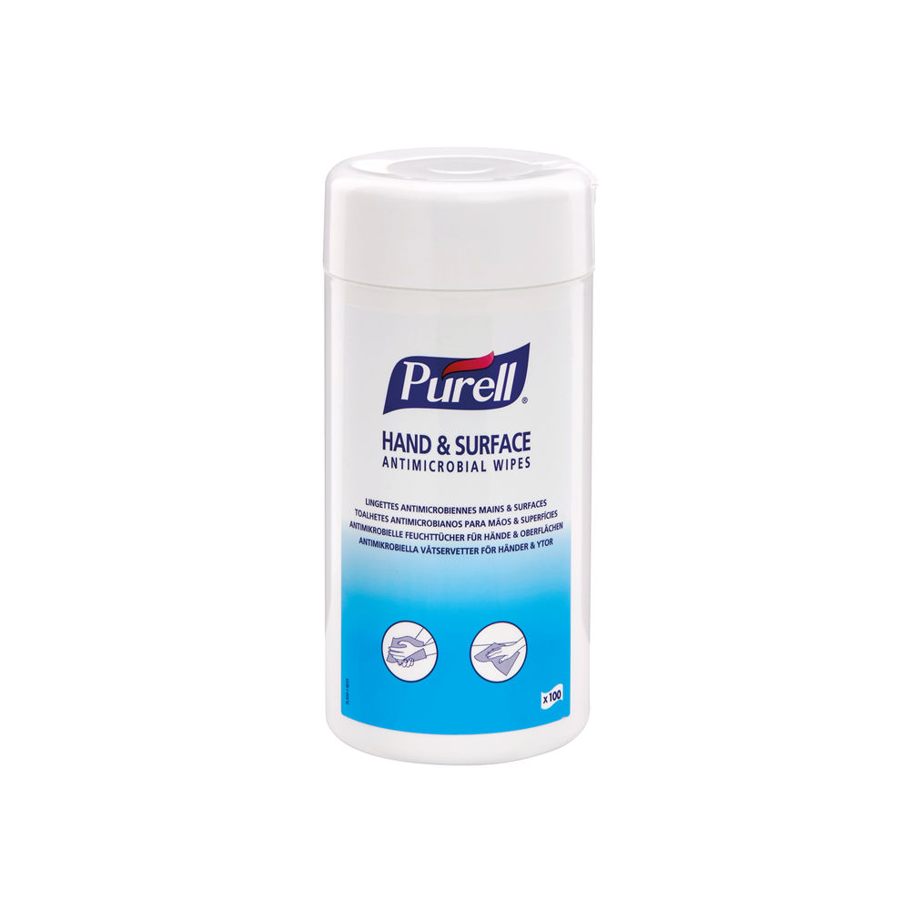 Purell Hand/Surface Antimicrobial Wipes Tub (Pack of 100)