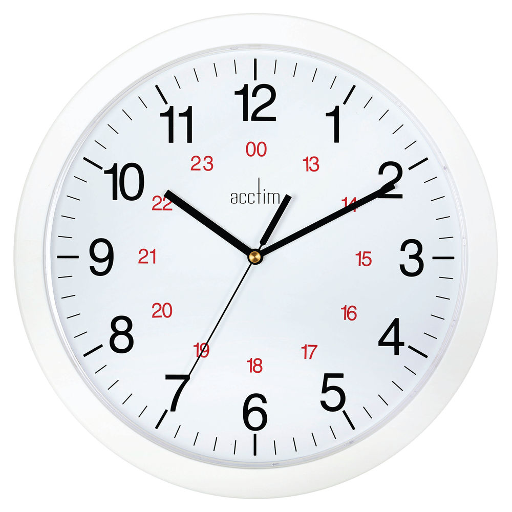 Acctim Metro 24 Hour Plastic Wall Clock 300mm White 21162 acctim-metro-24-hour-plastic-wall-clock-300mm-white-21162