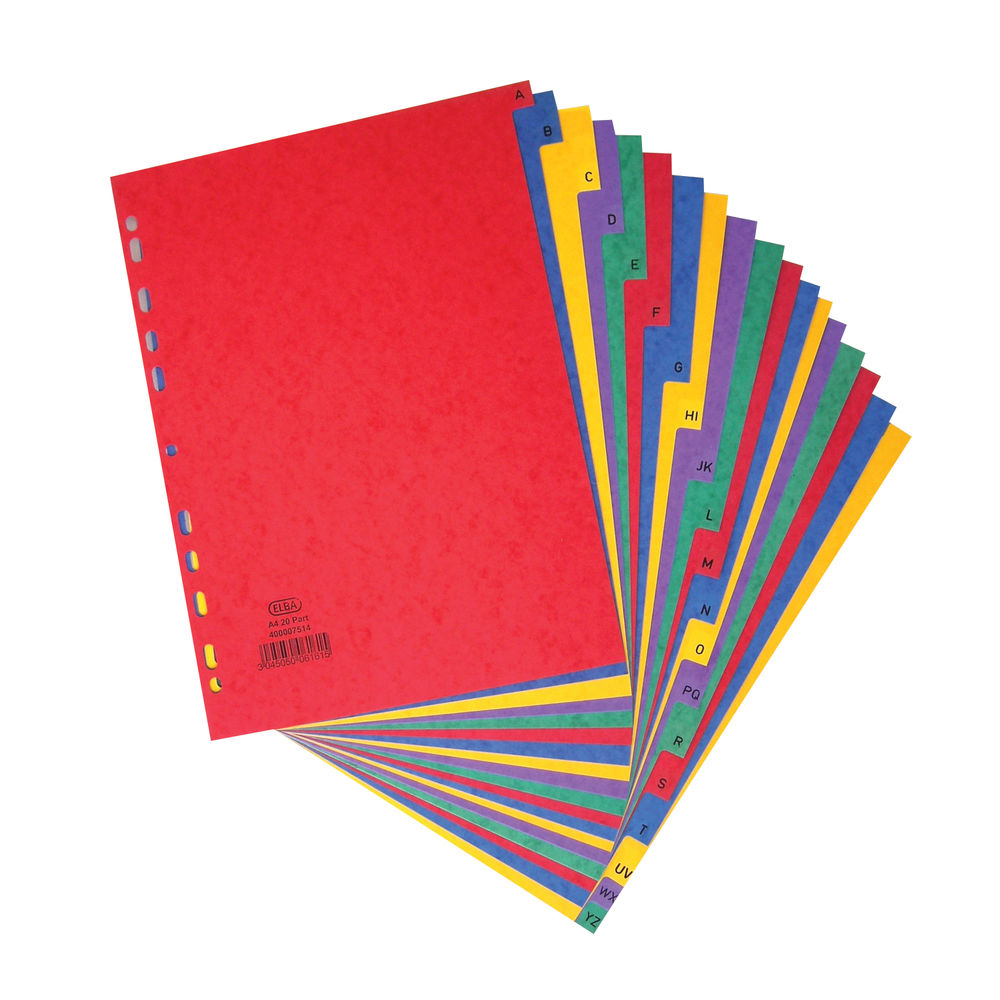 WX01526 White Box A4 Mylar Divider 10-Part Multi-Colour