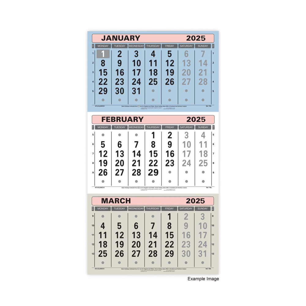At-A-Glance 3 Monthly Calendar 2025 TML25