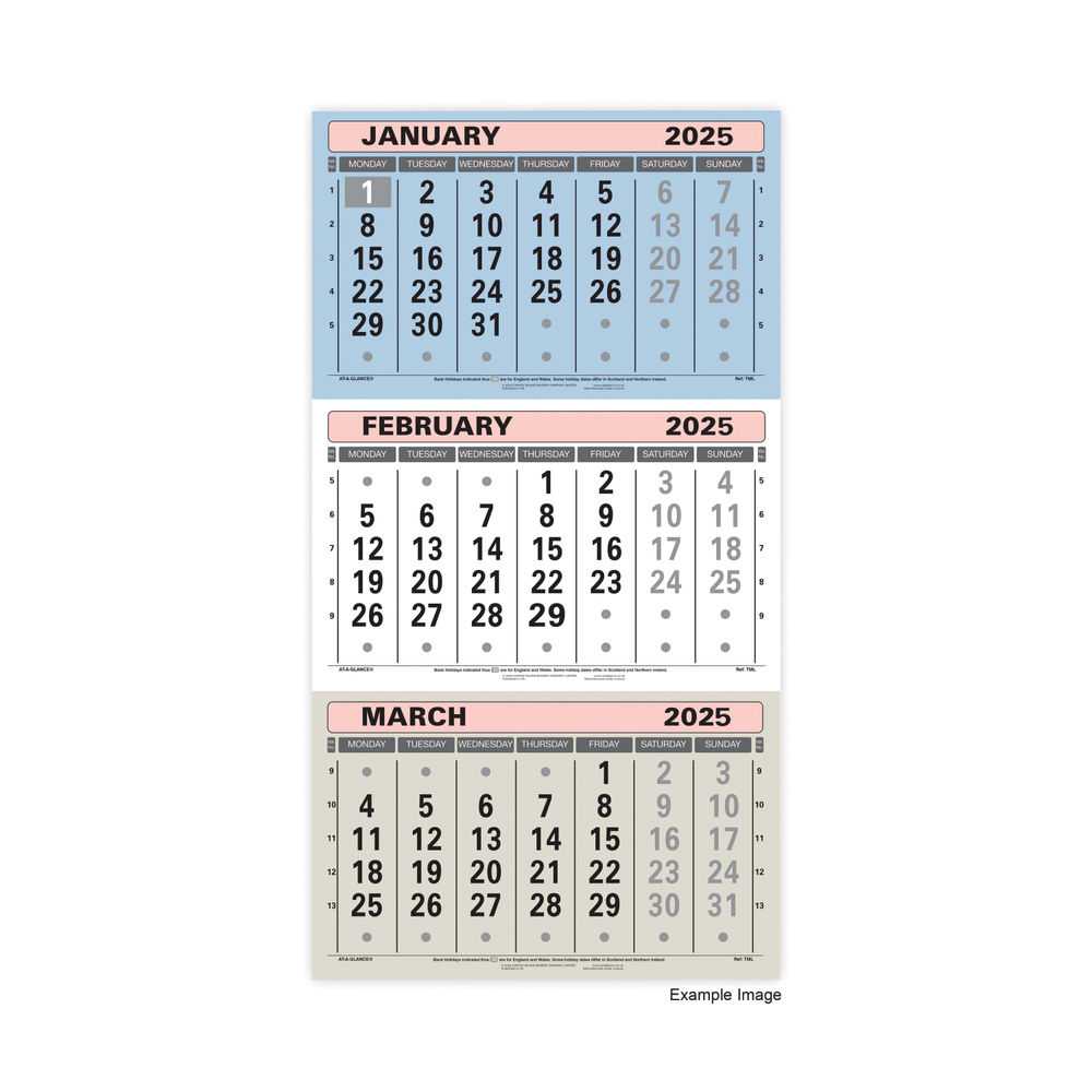 At-A-Glance 3 Monthly Calendar 2025 TML25