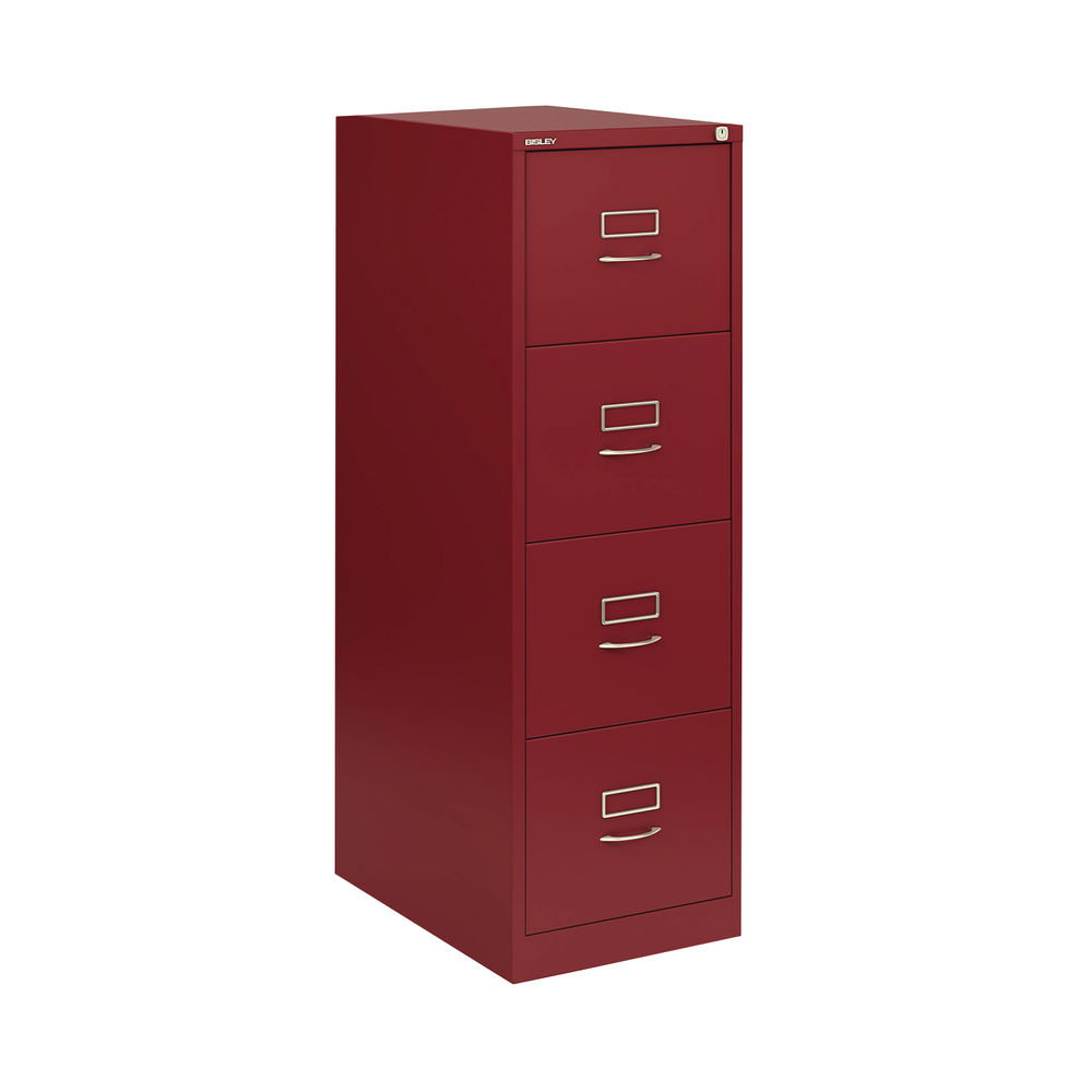 Bisley H1010mm Red 4-Drawer Steel Filing Cabinet