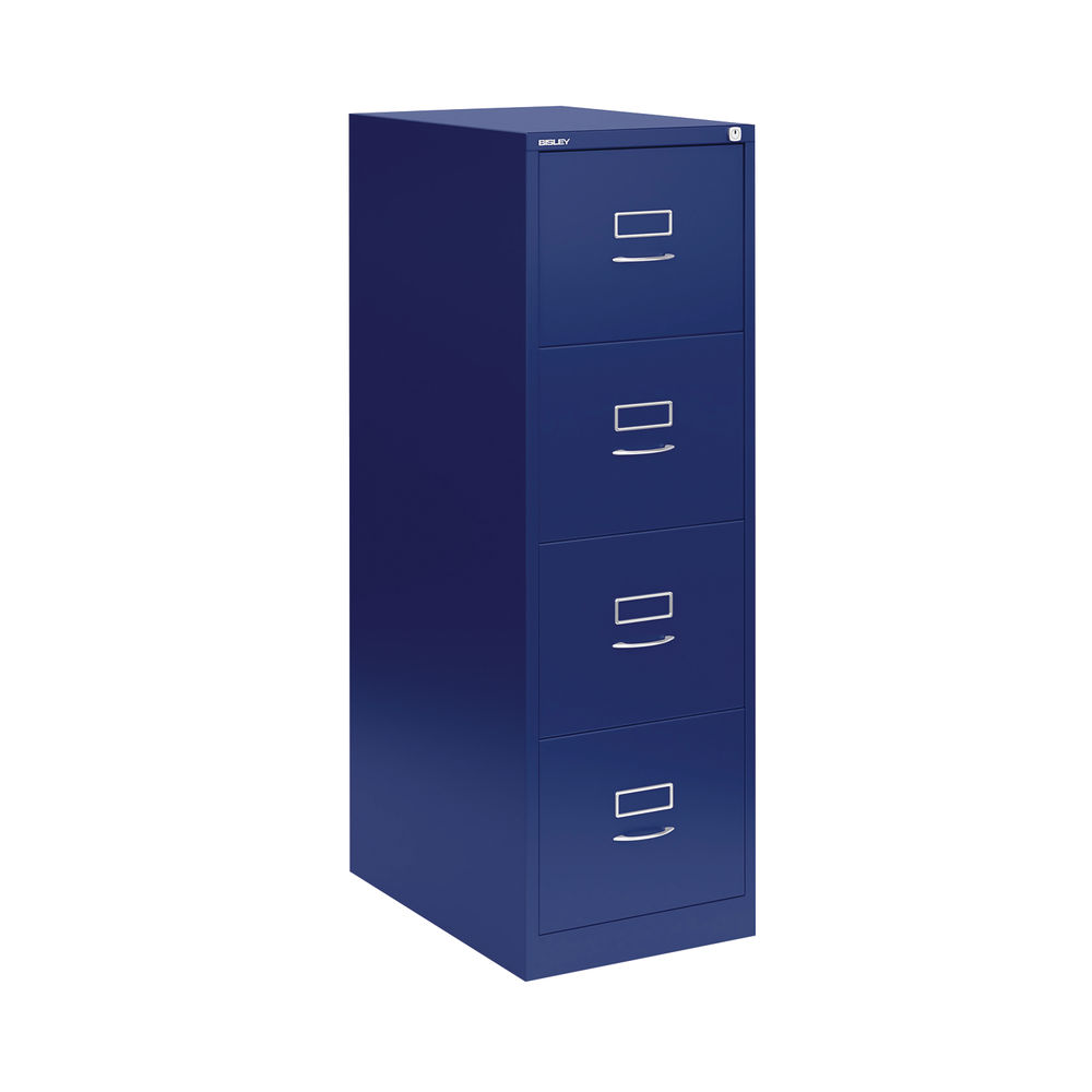 Bisley H1010mm Blue 4-Drawer Steel Filing Cabinet