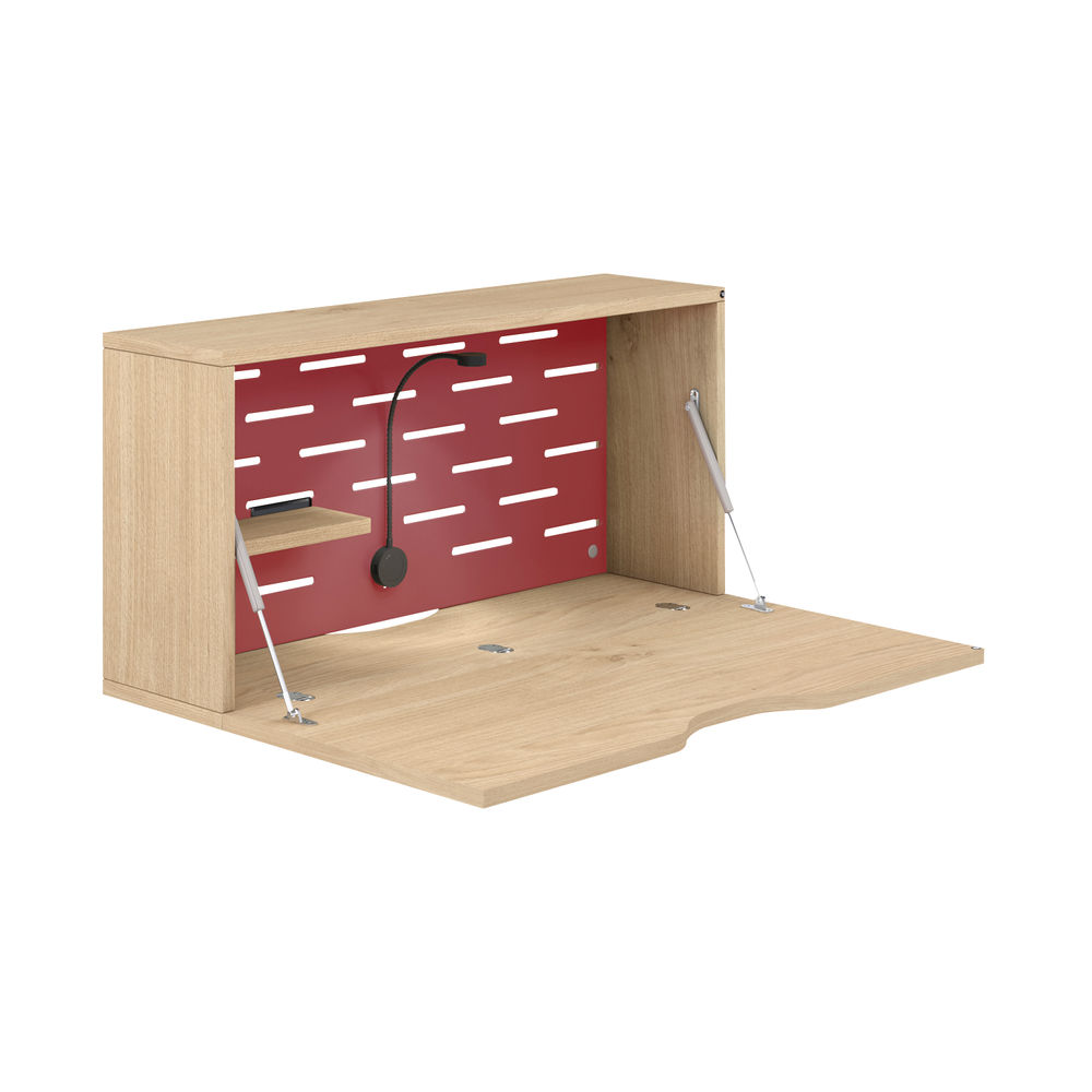 Bisley Oak and Cardinal Red Hideaway Desk 820x250mm