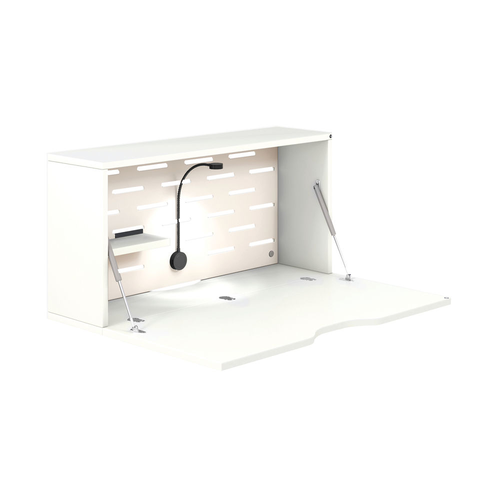 Bisley White and Chalk White Hideaway Desk 820x250mm