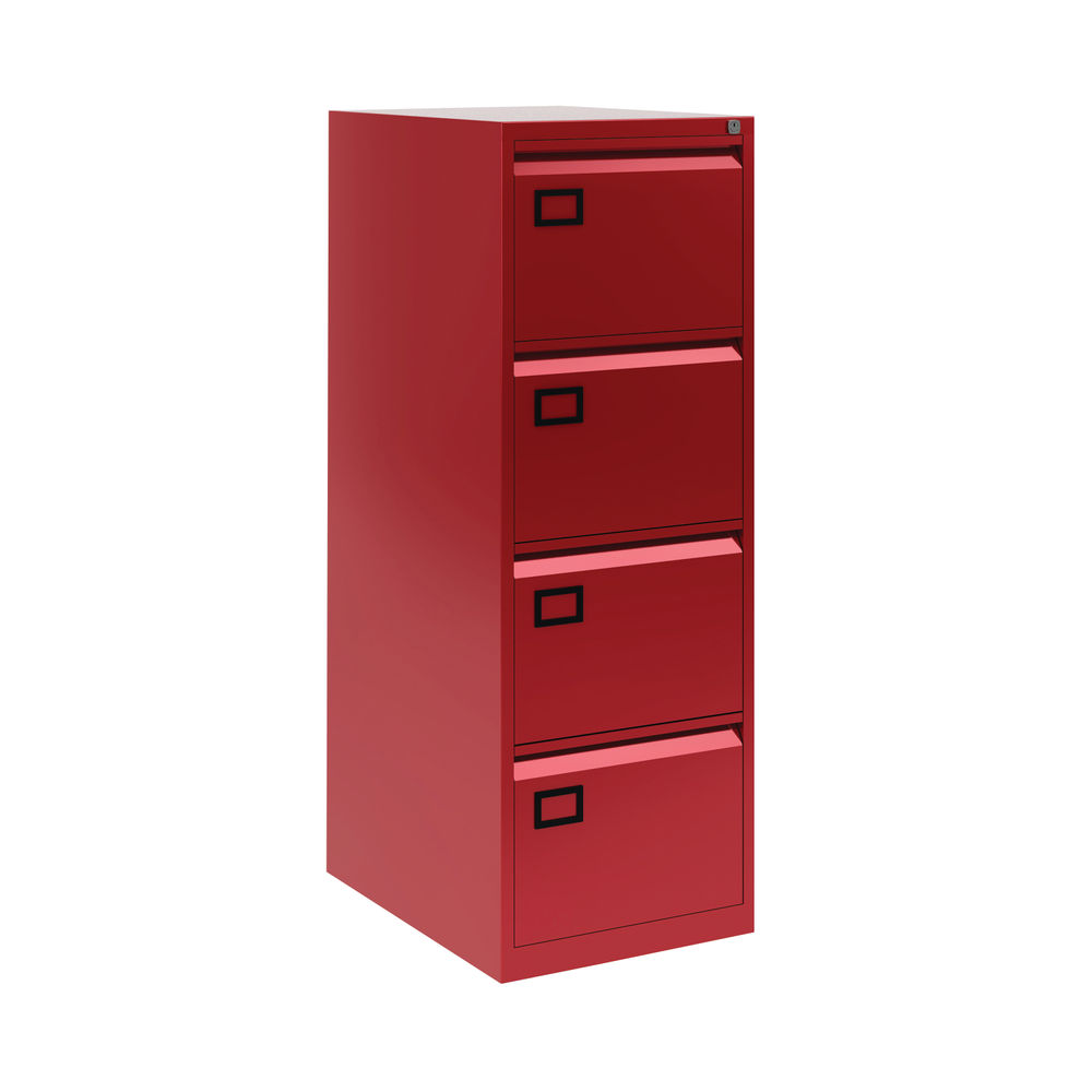 Bisley H1321mm Cardinal Red 4-Drawer Steel Filing Cabinet