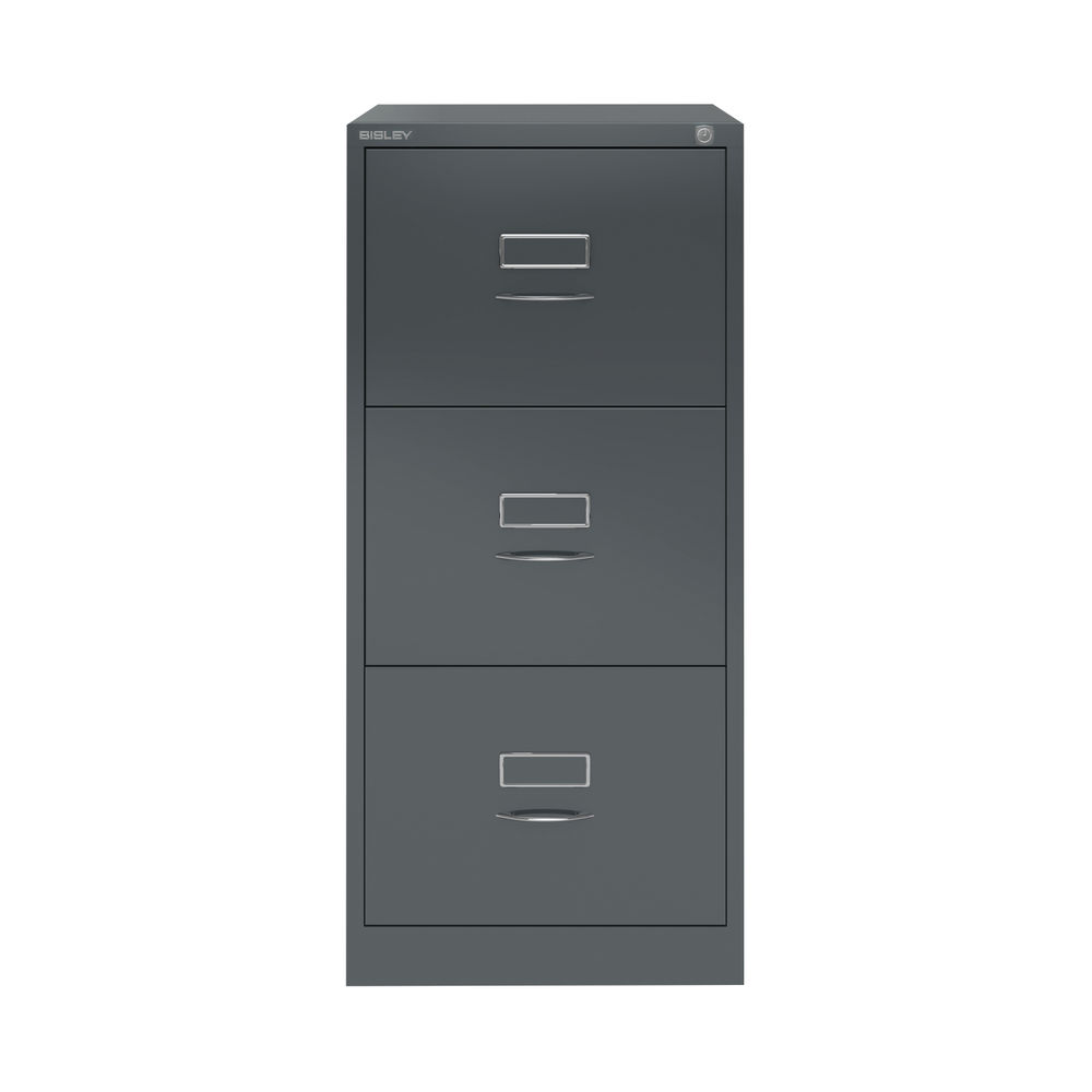 Bisley H1010mm Anthracite Grey 3 Drawer Steel Filing Cabinet Foolscap