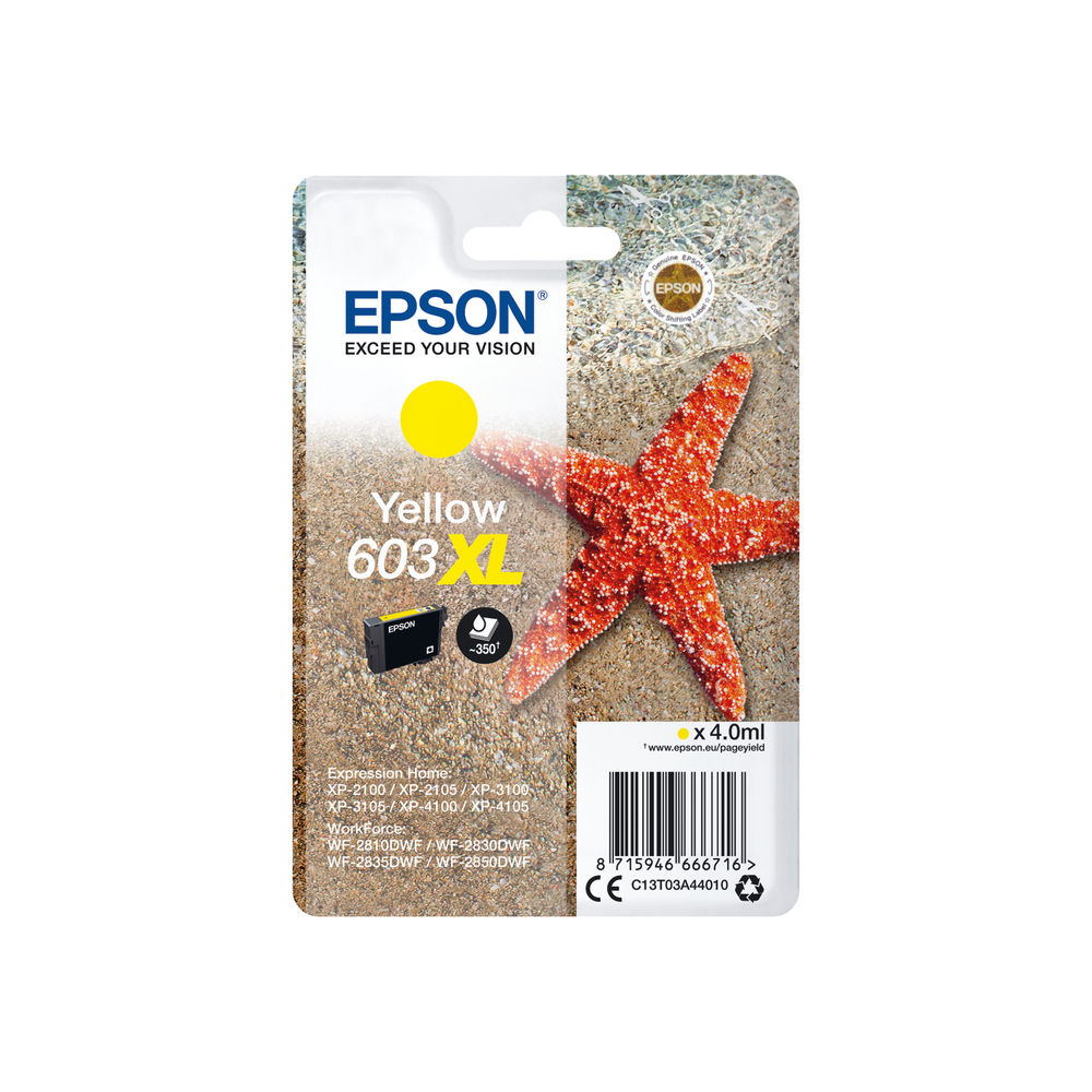 Epson Starfish 603XL Yellow Ink Cartridge - C13T03A44010