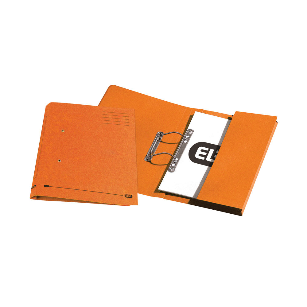 Elba Stratford Spring Pocket File 320gsm Foolscap Orange (Pack of 25) 100090148