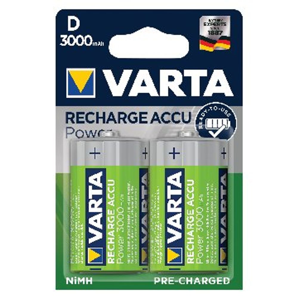 Varta D Rechargeable Accu Battery NiMH 3000 Mah (Pack of 2) 56720101402