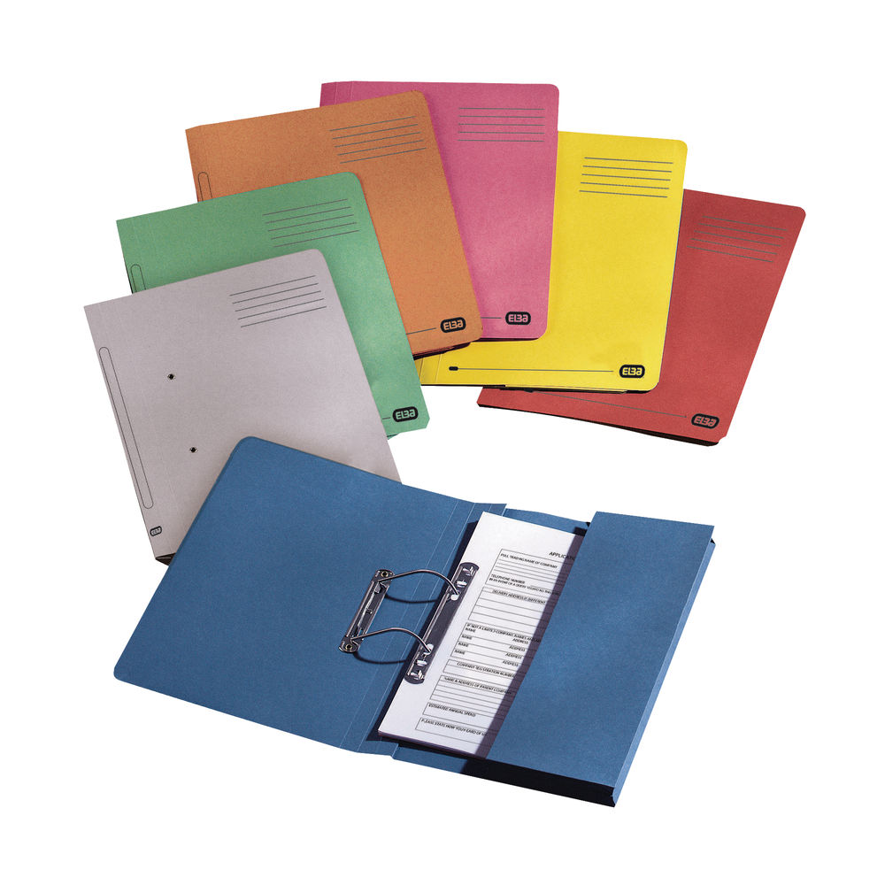 Elba Stratford Foolscap Buff 32mm Spring Pocket Files (Pack of 25)