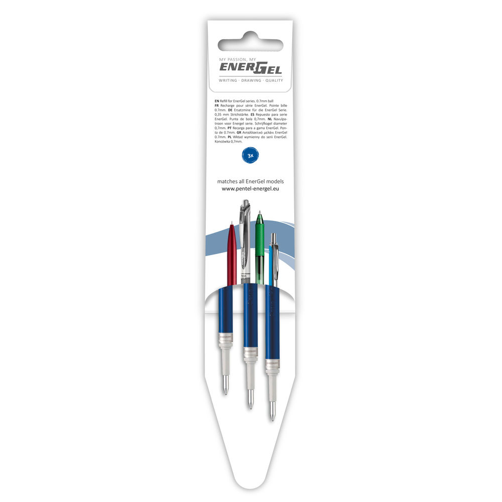 Pentel EnerGel Refill Wallet Blue (Pack of 3)