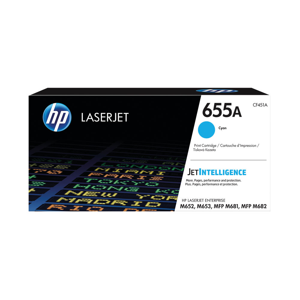 HP 655A Cyan LaserJet Toner Cartridge CF451A