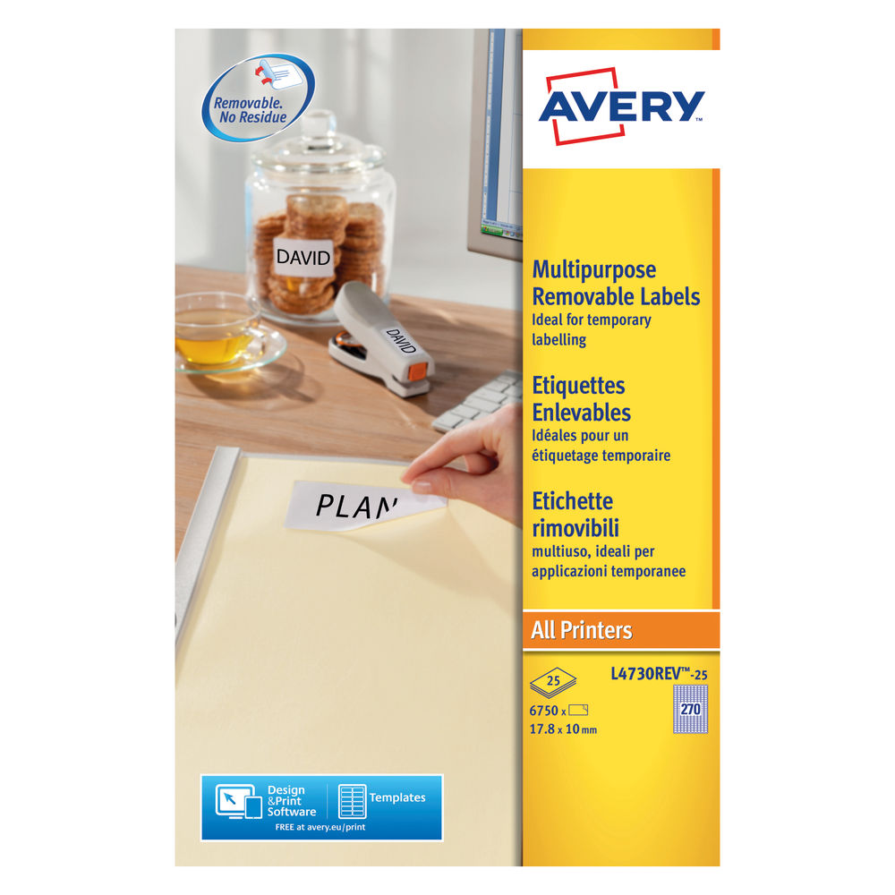 Avery Laser Mini Labels 270 per sheet White (Pack of 6750) L4730REV-25