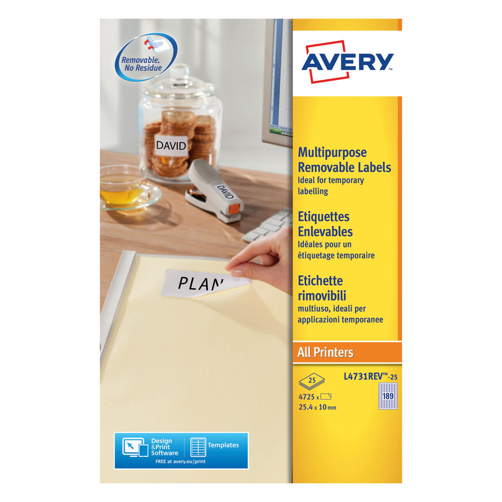 Avery Laser Mini Labels 189 per sheet White (Pack of 4725) L4731REV-25