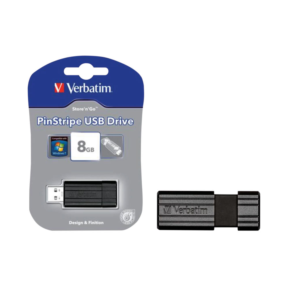 Verbatim Black 8GB Pinstripe USB Drive